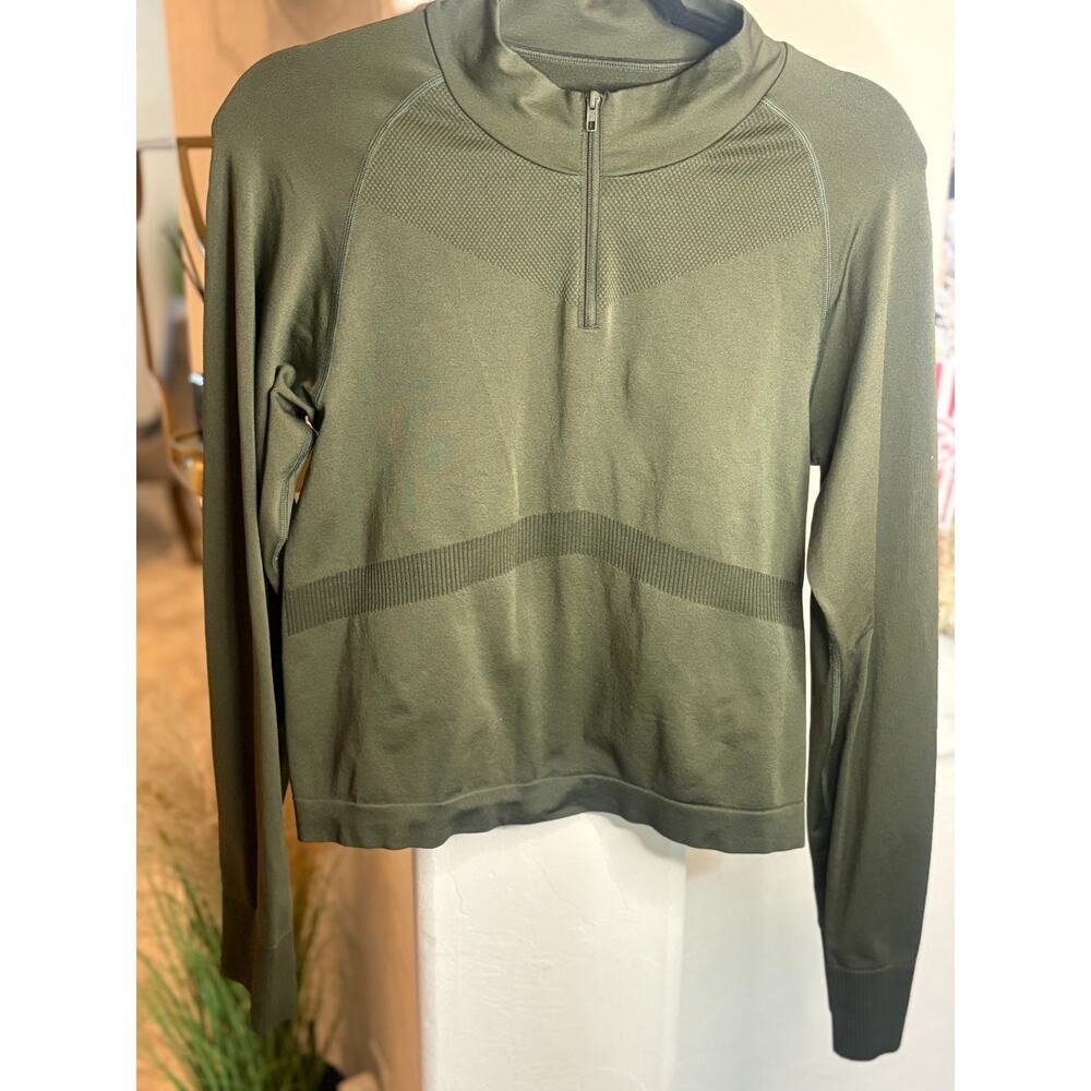 Victoria's Secret PINK 1/4 Zip Long Sleeve Workout Shirt Green XL